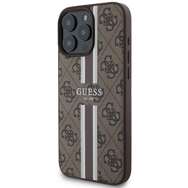 Guess 4G Printed Stripes MagSafe Case for iPhone 16 Pro Max - Browneng