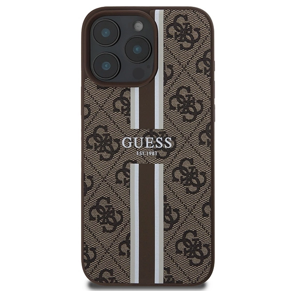 Guess 4G Printed Stripes MagSafe Case for iPhone 16 Pro Max - Browneng