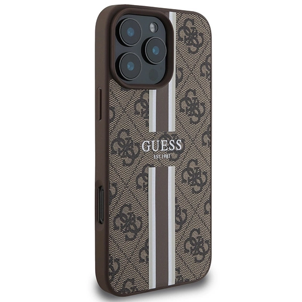 Guess 4G Printed Stripes MagSafe Case for iPhone 16 Pro Max - Browneng