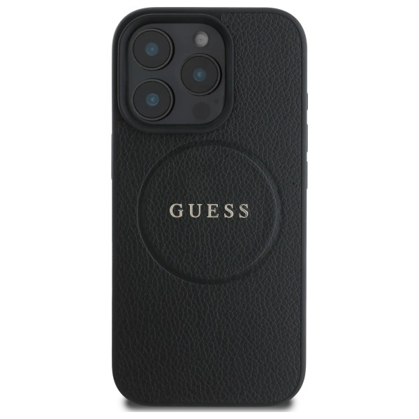 Guess Grained Gold Ring MagSafe case for iPhone 16 Pro Max - blackeng