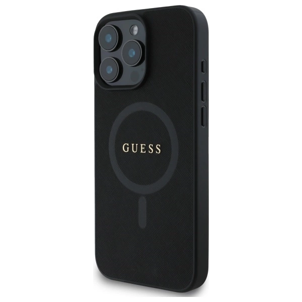 Guess Saffiano Classic Logo MagSafe Case for iPhone 16 Pro Max - Blackeng