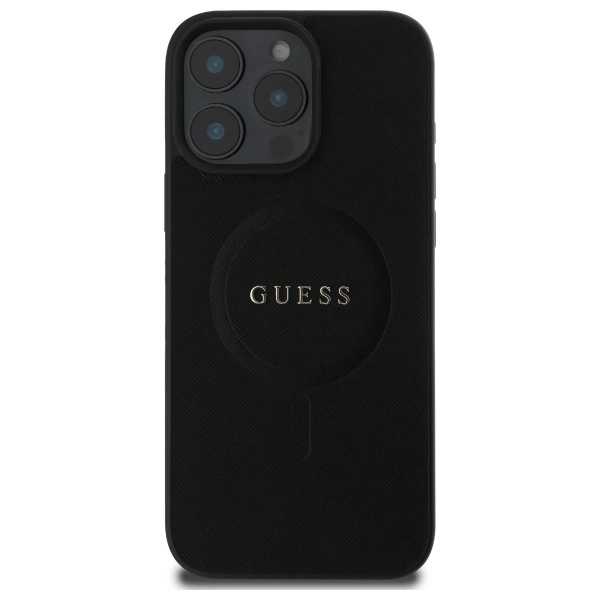 Guess Saffiano Classic Logo MagSafe Case for iPhone 16 Pro Max - Blackeng