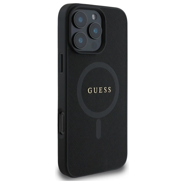 Guess Saffiano Classic Logo MagSafe Case for iPhone 16 Pro Max - Blackeng
