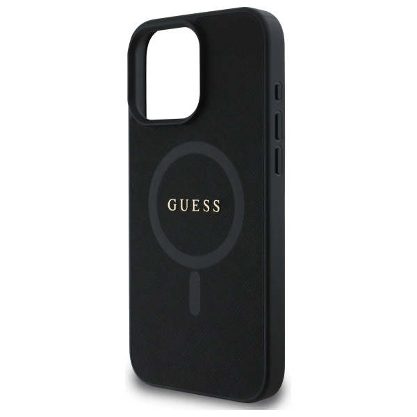 Guess Saffiano Classic Logo MagSafe Case for iPhone 16 Pro Max - Blackeng