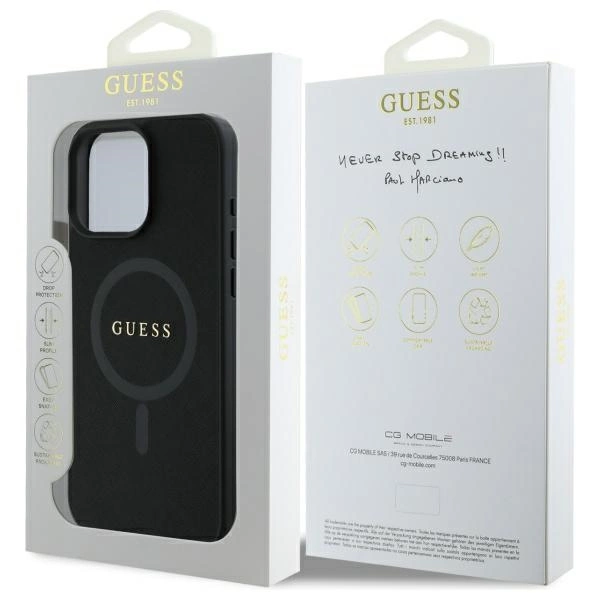 Guess Saffiano Classic Logo MagSafe Case for iPhone 16 Pro Max - Blackeng