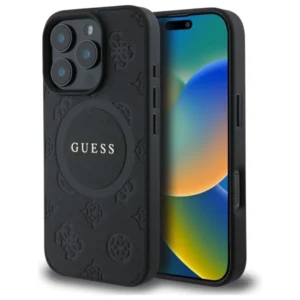 Guess Saffiano Peony Classic Logo MagSafe Case for iPhone 16 Pro Max - Blackeng