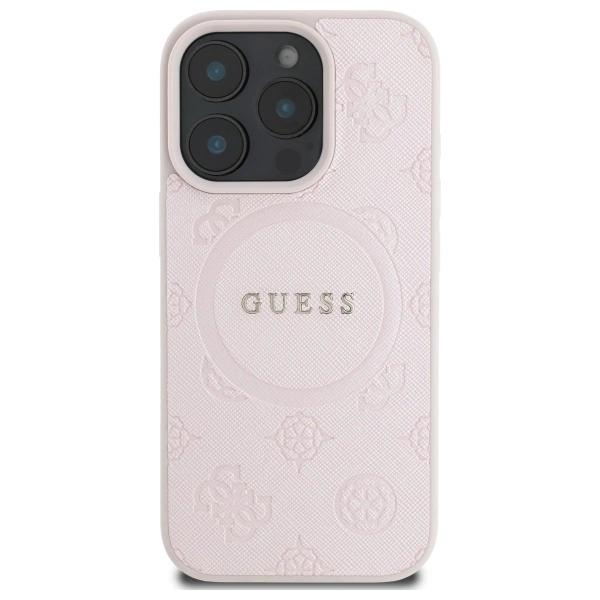 Guess Saffiano Peony Classic Logo MagSafe iPhone 16 Pro Max Case - Pinkeng