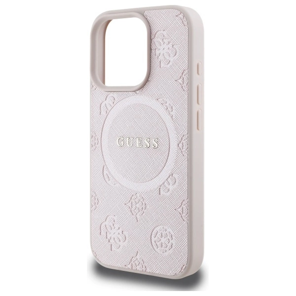 Guess Saffiano Peony Classic Logo MagSafe iPhone 16 Pro Max Case - Pinkeng