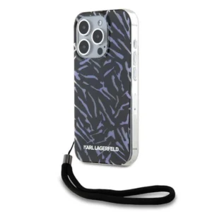 Karl Lagerfeld Zebra With Cord iPhone 15 Pro Max Case - Purpleeng