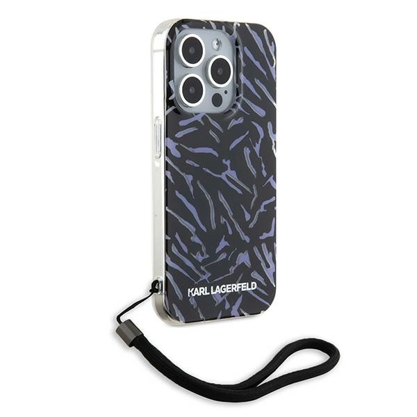 Karl Lagerfeld Zebra With Cord iPhone 15 Pro Max Case - Purpleeng