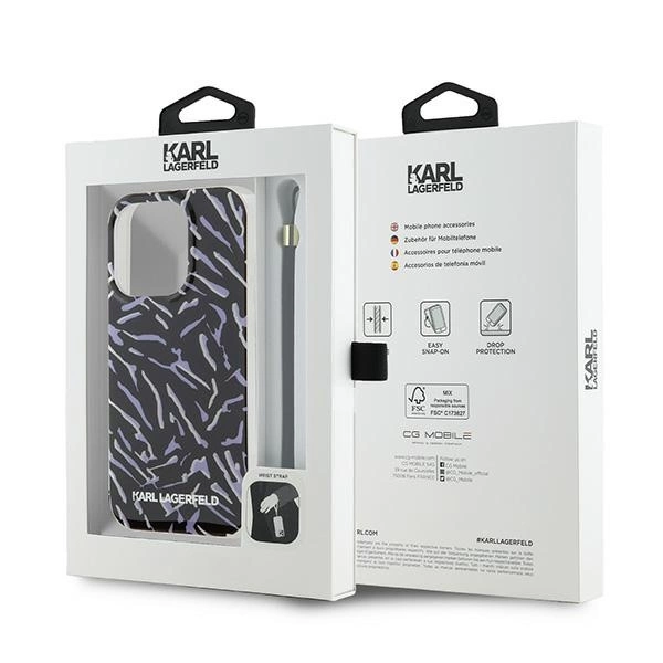 Karl Lagerfeld Zebra With Cord iPhone 15 Pro Max Case - Purpleeng
