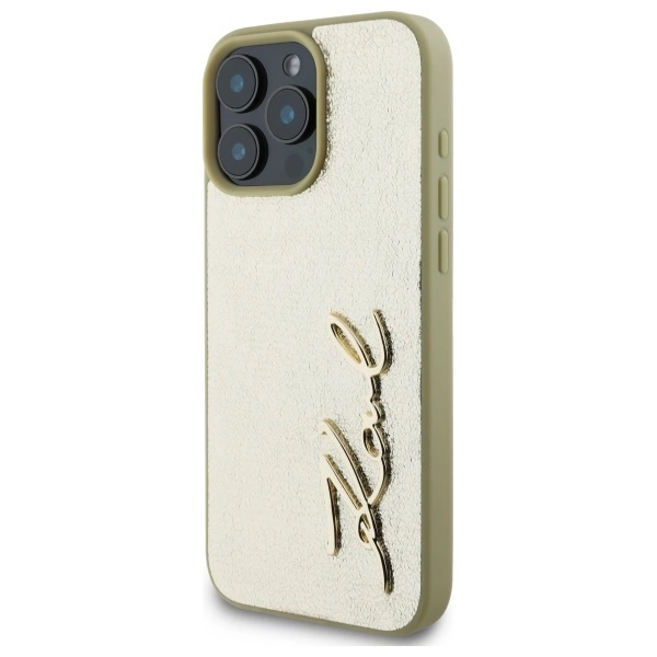 Karl Lagerfeld Metal Signature iPhone 16 Pro Max Case - Goldeng
