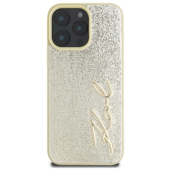 Karl Lagerfeld Metal Signature iPhone 16 Pro Max Case - Goldeng