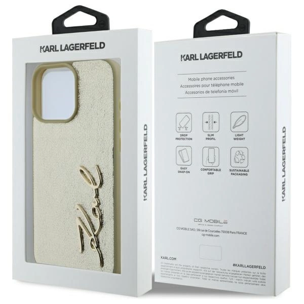 Karl Lagerfeld Metal Signature iPhone 16 Pro Max Case - Goldeng