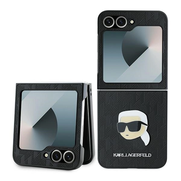 Karl Lagerfeld Saffiano Monogram Case for Samsung Galaxy Z Flip 6 - Blackeng