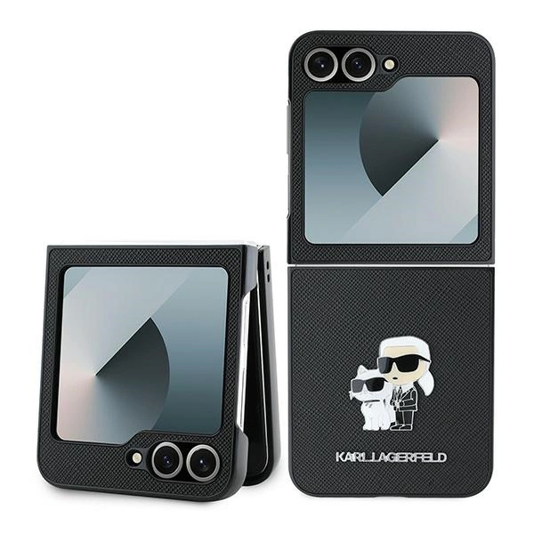 Karl Lagerfeld Saffiano Metal Pin Case for Samsung Galaxy Z Flip 6 - Blackeng