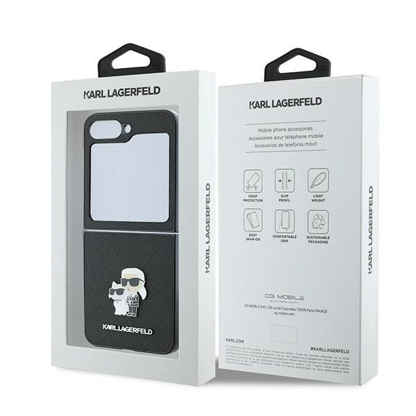 Karl Lagerfeld Saffiano Metal Pin Case for Samsung Galaxy Z Flip 6 - Blackeng