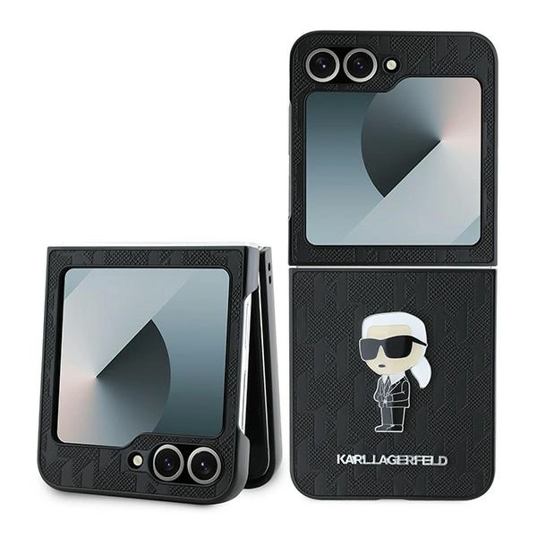 Karl Lagerfeld Saffiano Monogram Ikonik Pin Case for Samsung Galaxy Z Flip 6 - Blackeng