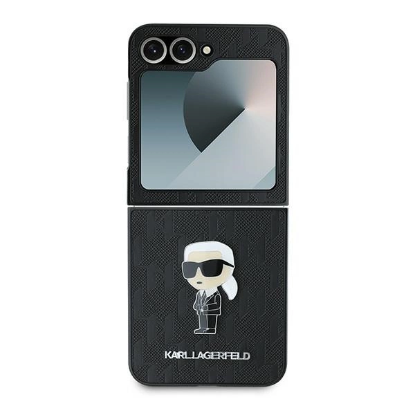 Karl Lagerfeld Saffiano Monogram Ikonik Pin Case for Samsung Galaxy Z Flip 6 - Blackeng