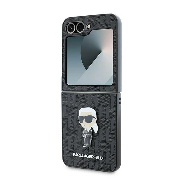 Karl Lagerfeld Saffiano Monogram Ikonik Pin Case for Samsung Galaxy Z Flip 6 - Blackeng