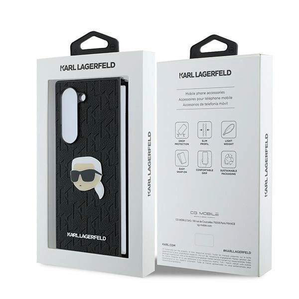 Karl Lagerfeld Saffiano Monogram Head Pin Case for Samsung Galaxy Z Fold 6 - Blackeng