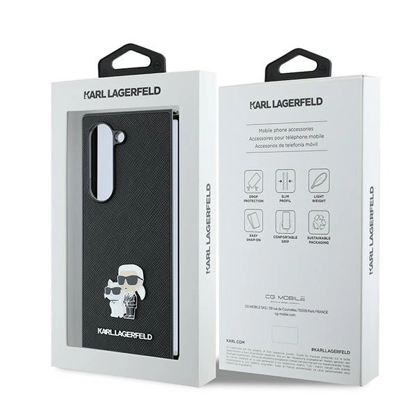 Karl Lagerfeld Saffiano Metal Pin Case for Samsung Galaxy Z Fold 6 - Blackeng