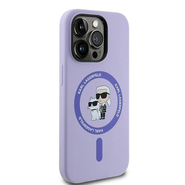 Karl Lagerfeld HC MagSafe Silicone Karl&Choupette Heads Ring Case for iPhone 14 Pro - Purpleeng