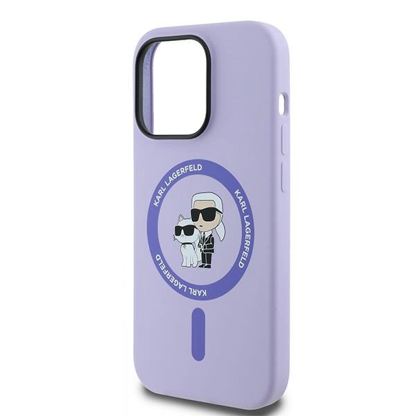 Karl Lagerfeld HC MagSafe Silicone Karl&Choupette Heads Ring Case for iPhone 14 Pro - Purpleeng