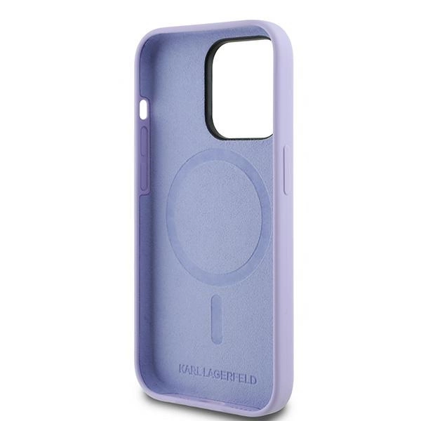 Karl Lagerfeld HC MagSafe Silicone Karl&Choupette Heads Ring Case for iPhone 14 Pro - Purpleeng