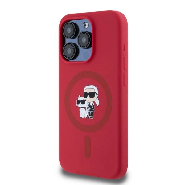 Karl Lagerfeld Silicone Karl&Choupette Heads Ring MagSafe Case for iPhone 15 Pro - Redeng