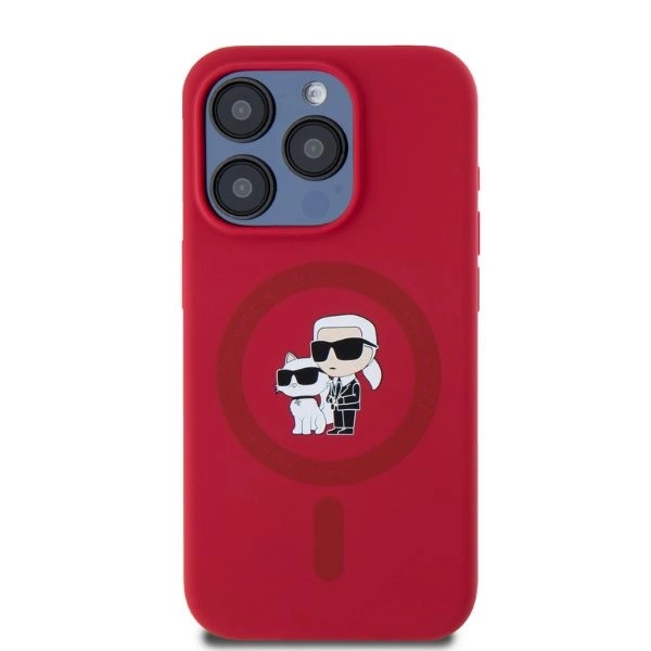 Karl Lagerfeld Silicone Karl&Choupette Heads Ring MagSafe Case for iPhone 15 Pro - Redeng