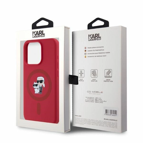 Karl Lagerfeld Silicone Karl&Choupette Heads Ring MagSafe Case for iPhone 15 Pro - Redeng