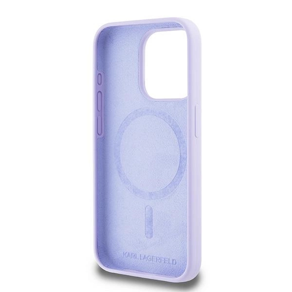Karl Lagerfeld Silicone Karl&Choupette Heads Ring MagSafe Case for iPhone 15 Pro - Purpleeng