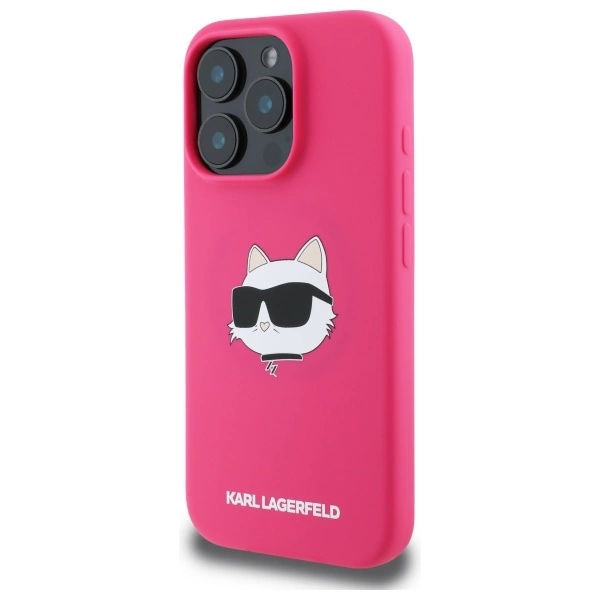 Karl Lagerfeld Silicone Choupette Head MagSafe iPhone 16 Pro Case - Pinkeng