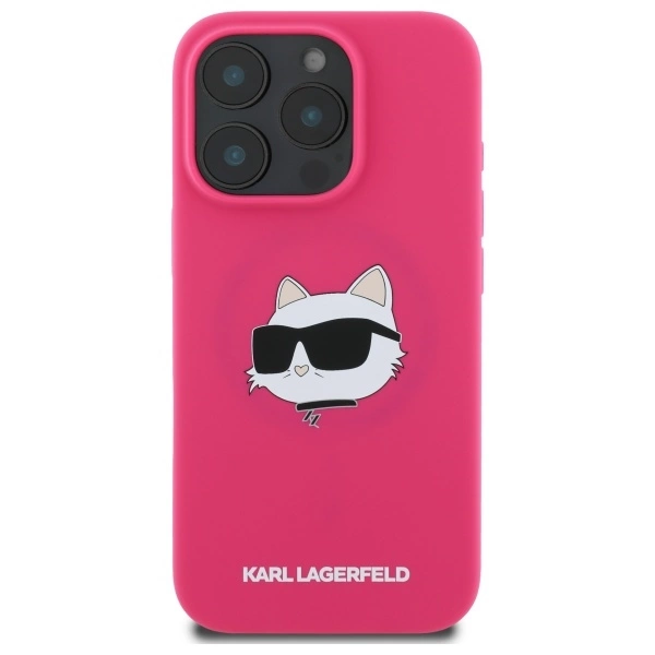 Karl Lagerfeld Silicone Choupette Head MagSafe iPhone 16 Pro Case - Pinkeng
