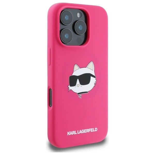 Karl Lagerfeld Silicone Choupette Head MagSafe iPhone 16 Pro Case - Pinkeng
