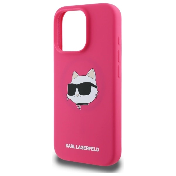 Karl Lagerfeld Silicone Choupette Head MagSafe iPhone 16 Pro Case - Pinkeng
