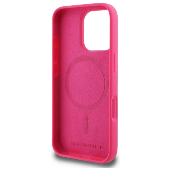 Karl Lagerfeld Silicone Choupette Head MagSafe iPhone 16 Pro Case - Pinkeng