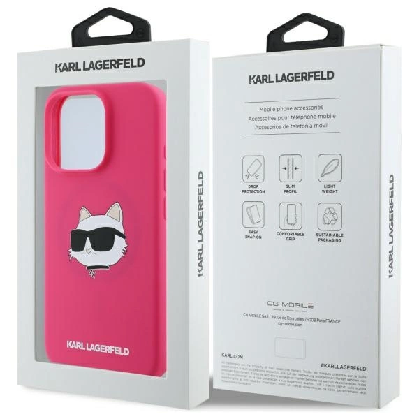 Karl Lagerfeld Silicone Choupette Head MagSafe iPhone 16 Pro Case - Pinkeng