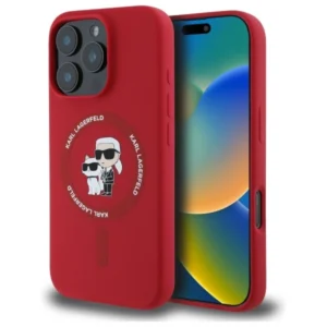 Karl Lagerfeld Silicone Karl&Choupette Heads Ring MagSafe Case for iPhone 16 Pro - Redeng