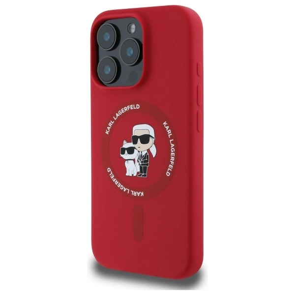 Karl Lagerfeld Silicone Karl&Choupette Heads Ring MagSafe Case for iPhone 16 Pro - Redeng