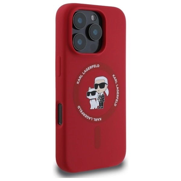 Karl Lagerfeld Silicone Karl&Choupette Heads Ring MagSafe Case for iPhone 16 Pro - Redeng
