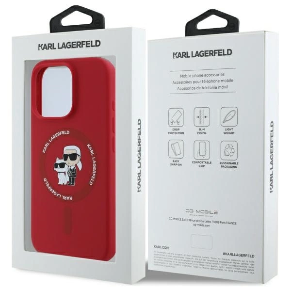 Karl Lagerfeld Silicone Karl&Choupette Heads Ring MagSafe Case for iPhone 16 Pro - Redeng