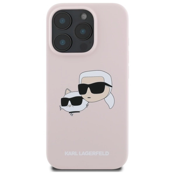 Karl Lagerfeld Silicone Case Heads Print MagSafe for iPhone 16 Pro - Pinkeng