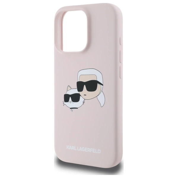 Karl Lagerfeld Silicone Case Heads Print MagSafe for iPhone 16 Pro - Pinkeng