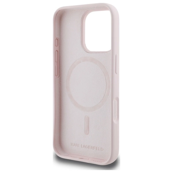 Karl Lagerfeld Silicone Case Heads Print MagSafe for iPhone 16 Pro - Pinkeng