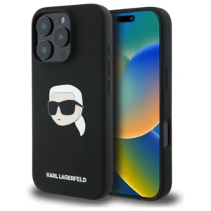 Karl Lagerfeld Silicone Karl Head Print MagSafe iPhone 16 Pro Case - Blackeng