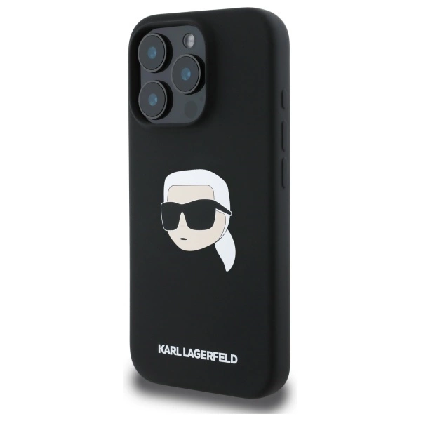 Karl Lagerfeld Silicone Karl Head Print MagSafe iPhone 16 Pro Case - Blackeng