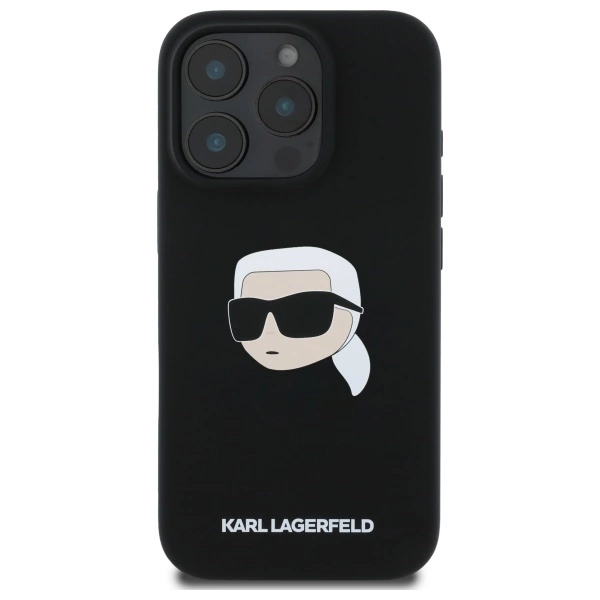 Karl Lagerfeld Silicone Karl Head Print MagSafe iPhone 16 Pro Case - Blackeng