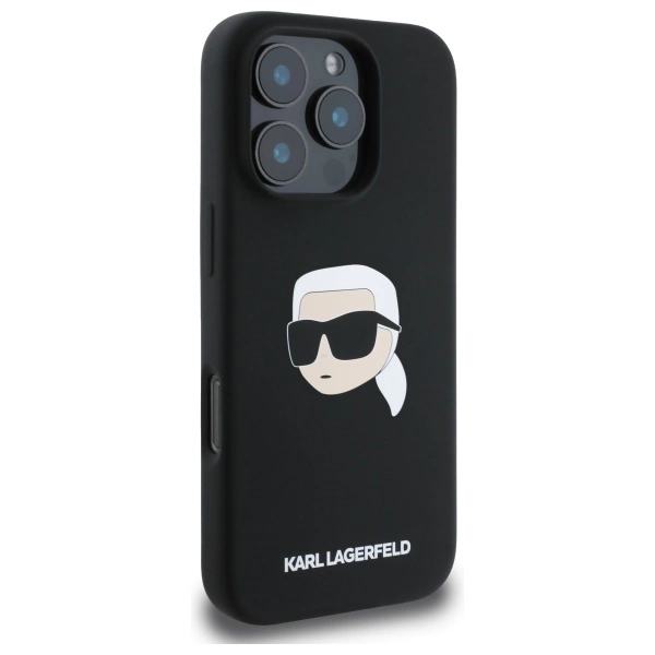 Karl Lagerfeld Silicone Karl Head Print MagSafe iPhone 16 Pro Case - Blackeng